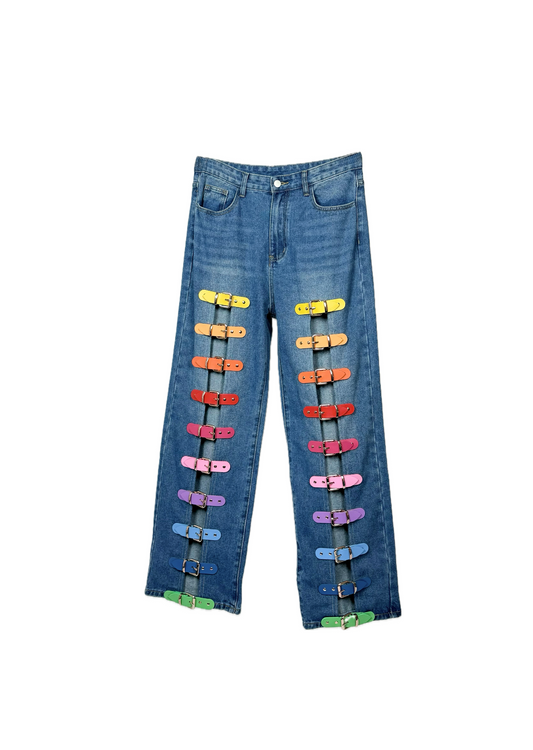 BUCKLE JEANS RAINBOW WIDE LEG